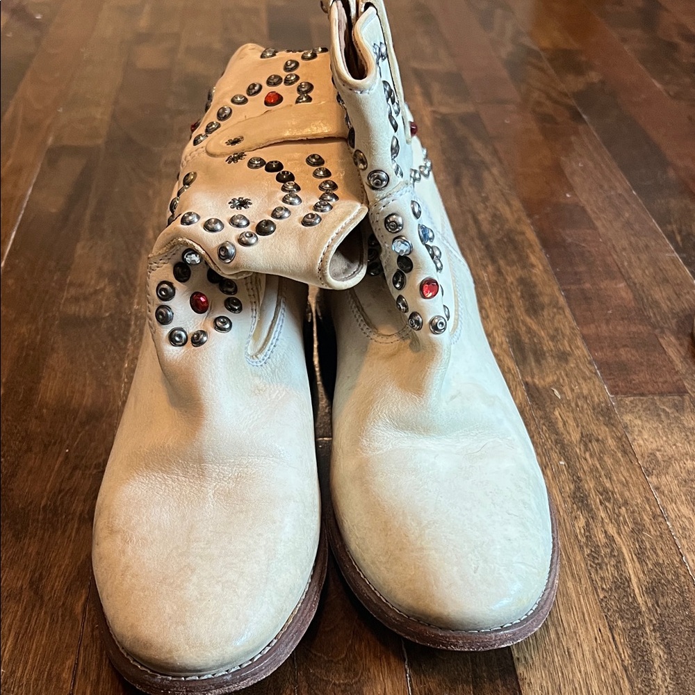 Isabel Marant Studded Beige Ankle Boots with built in wedge